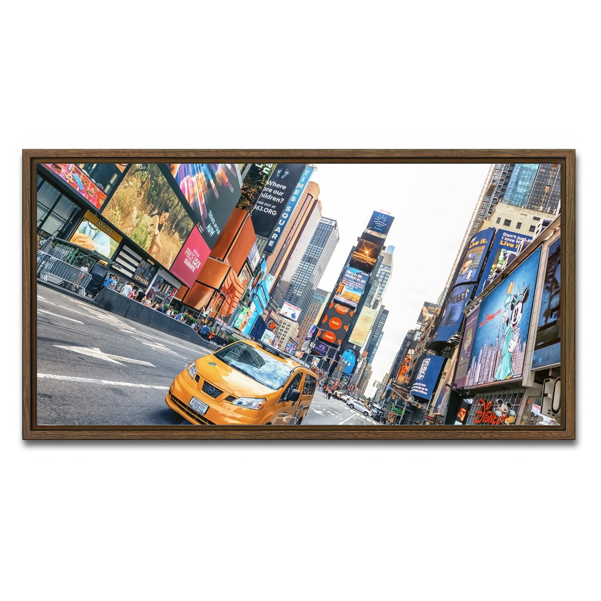 AUTO-MOCKUP WHITE | Yellow Cab | 1 Piece | Walnut Framed Canvas | group=2x1