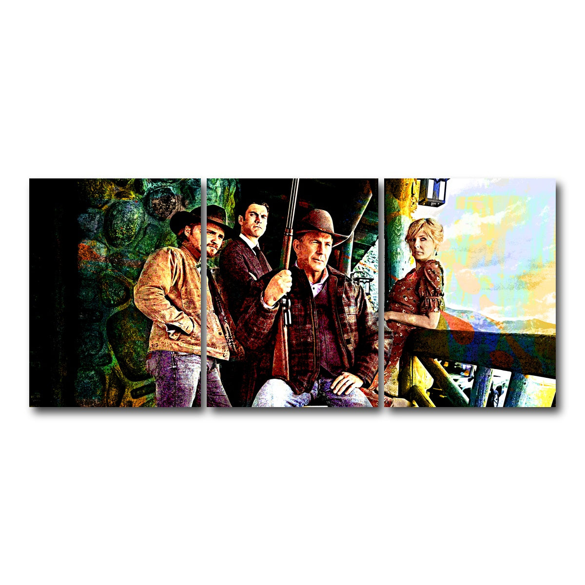 AUTO-MOCKUP WHITE | Yellowstone - Dutton Family | 3 Piece | Gallery Wrap Canvas | group=18x24