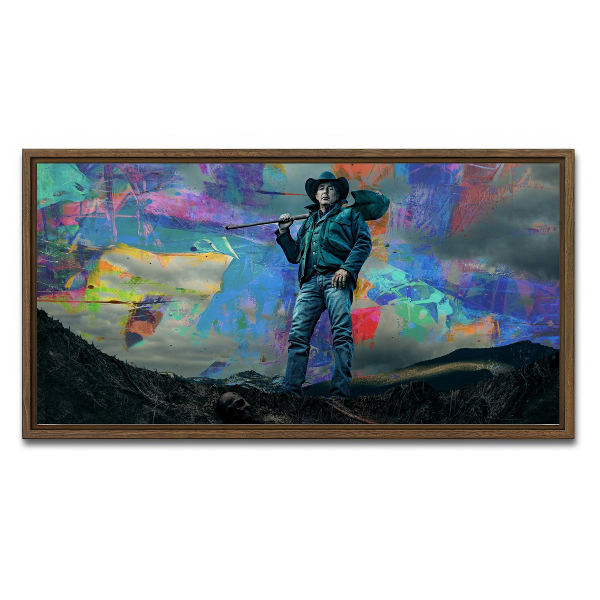 AUTO-MOCKUP WHITE | Yellowstone - John Dutton | 1 Piece | Walnut Framed Canvas | group=2x1