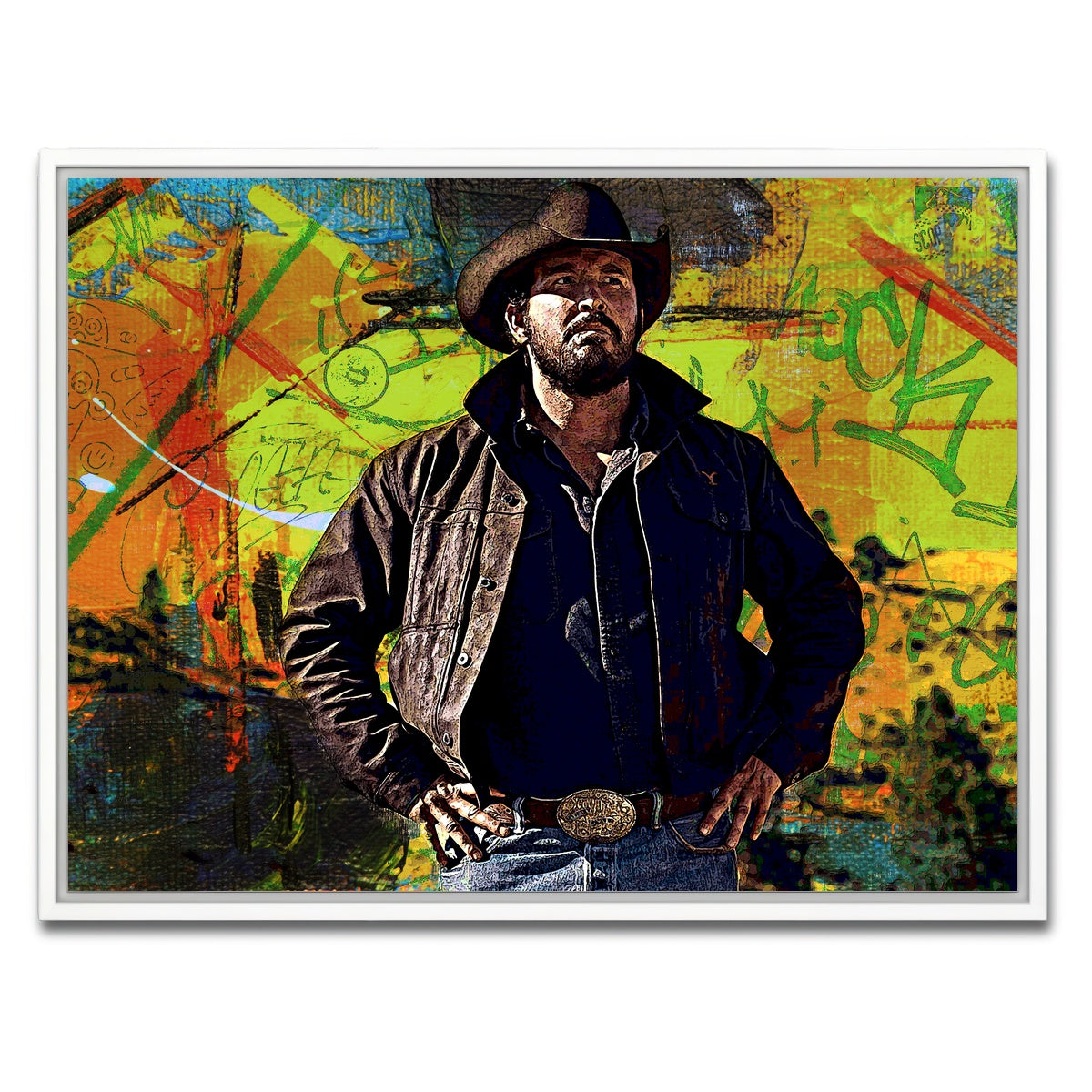 AUTO-MOCKUP WHITE | Yellowstone - Rip Wheeler | 1 Piece | White Framed Canvas | group=4x3