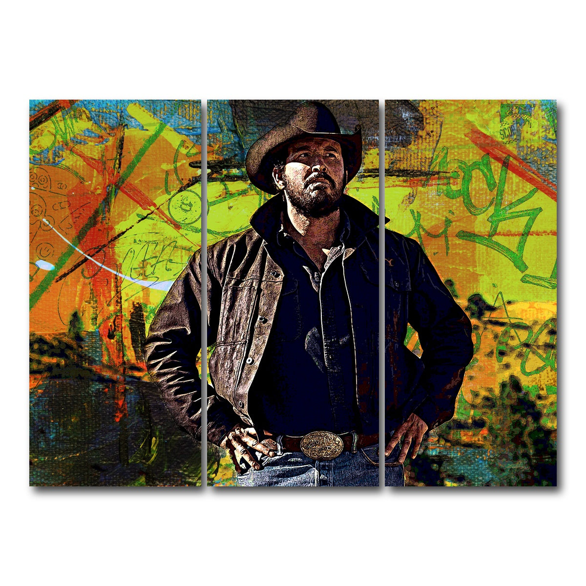 AUTO-MOCKUP WHITE | Yellowstone - Rip Wheeler | 3 Piece | Gallery Wrap Canvas | group=8x18