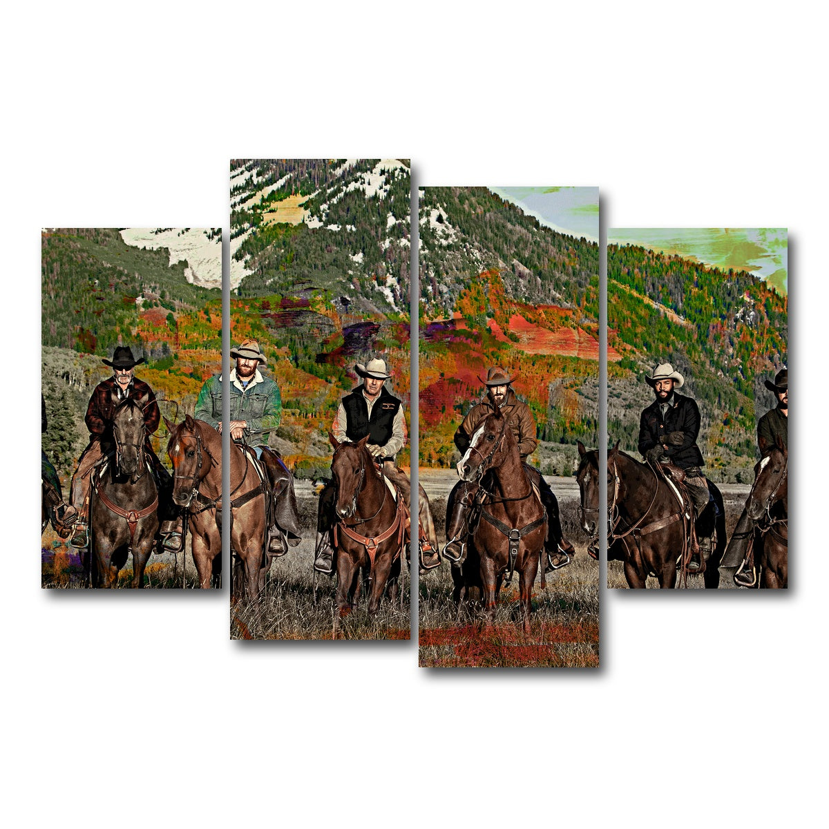 AUTO-MOCKUP WHITE | Yellowstone Horse Lineup | 4 Piece | Gallery Wrap Canvas | group=4_short