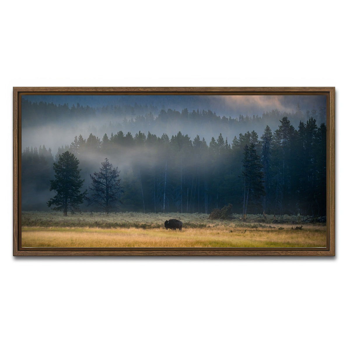 AUTO-MOCKUP WHITE | Yellowstone at Dawn | 1 Piece | Walnut Framed Canvas | group=2x1