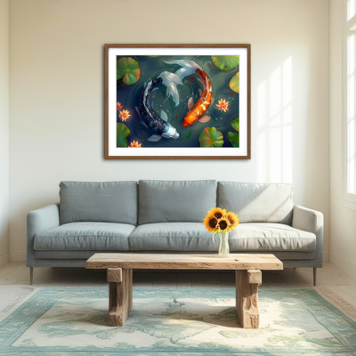 AUTO-MOCKUP ROOM | Yin and Yang Koi Fish Wall Art