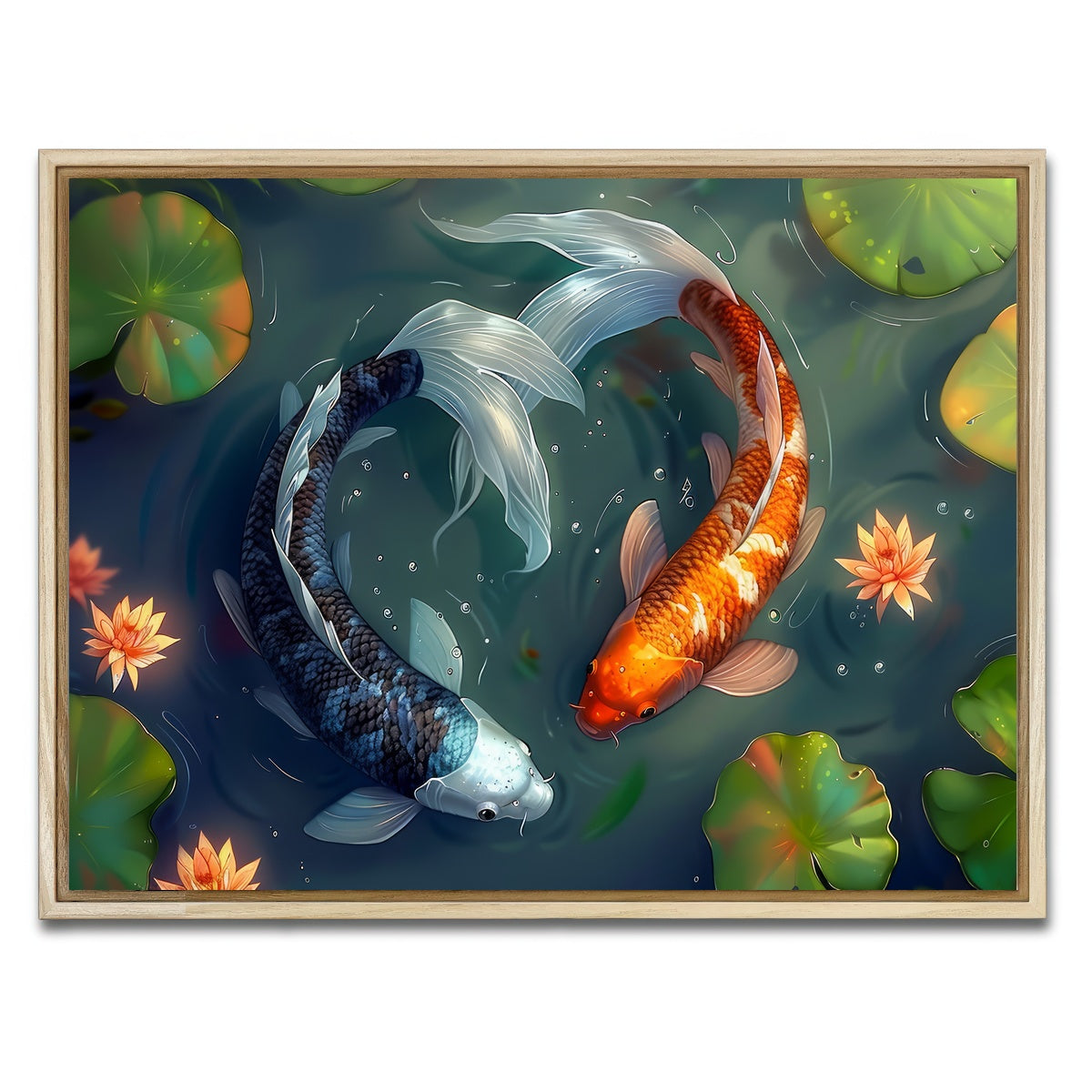 AUTO-MOCKUP WHITE | Yin and Yang Koi Fish | 1 Piece | Natural Framed Canvas | group=4x3