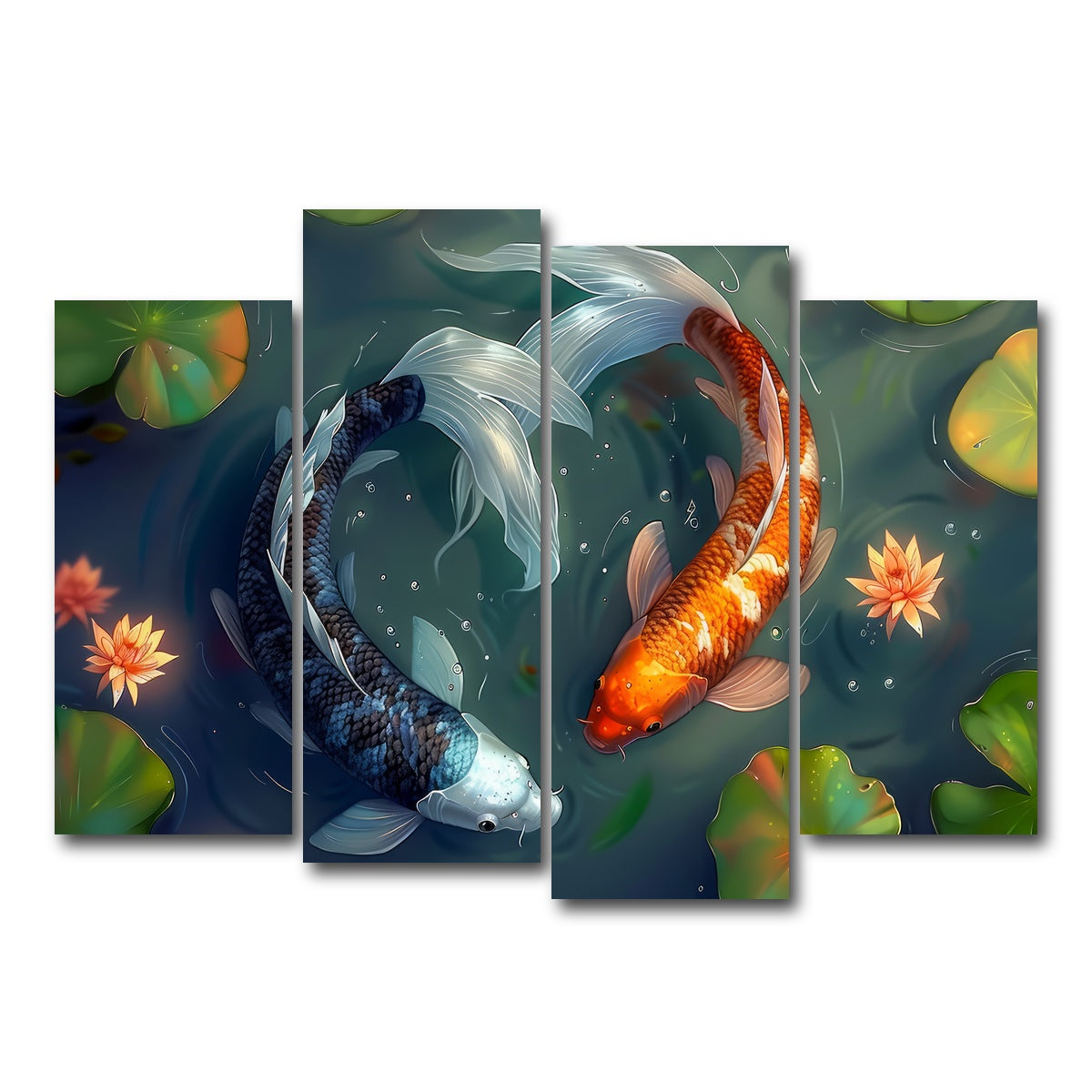 AUTO-MOCKUP WHITE | Yin and Yang Koi Fish | 4 Piece | Gallery Wrap Canvas | group=4_normal