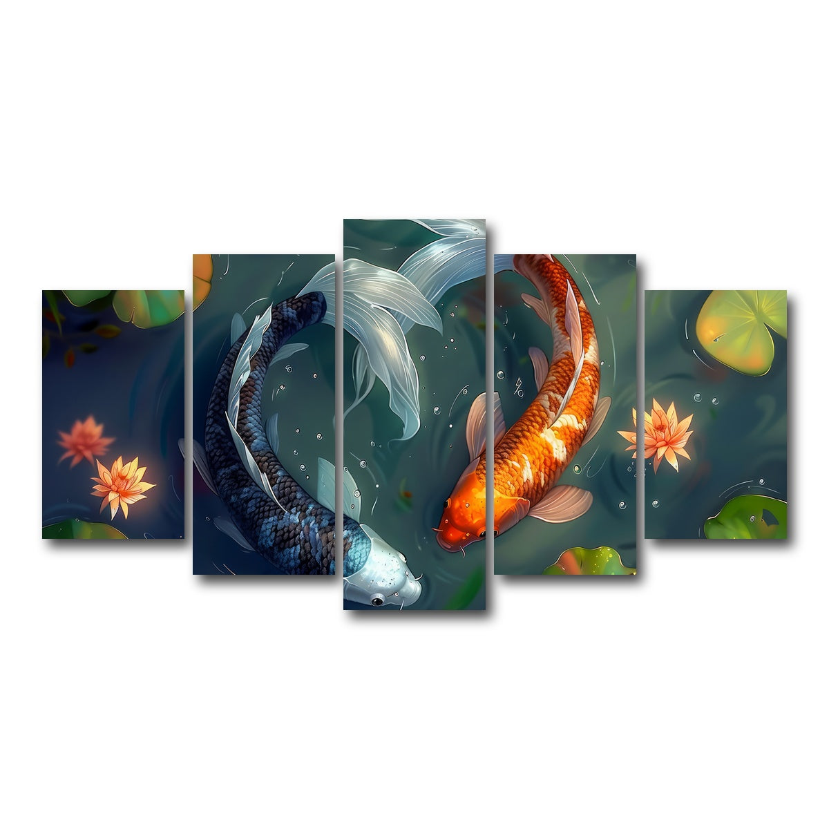 AUTO-MOCKUP WHITE | Yin and Yang Koi Fish | 5 Piece | Gallery Wrap Canvas | group=5_normal