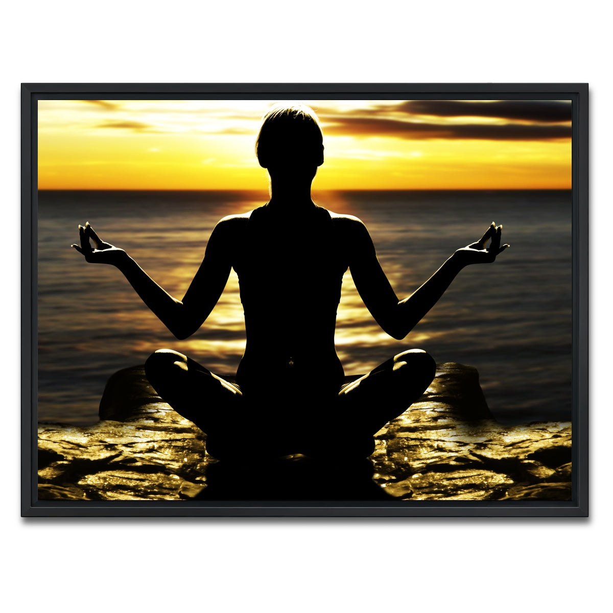 AUTO-MOCKUP WHITE | Yoga Silhouette | 1 Piece | Black Framed Canvas | group=4x3