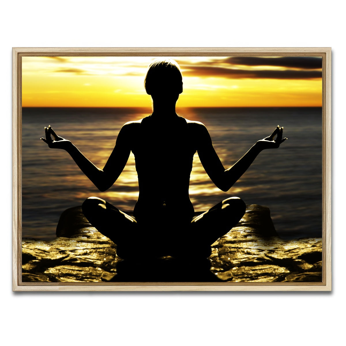 AUTO-MOCKUP WHITE | Yoga Silhouette | 1 Piece | Natural Framed Canvas | group=4x3