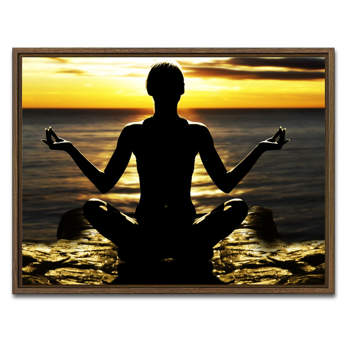 AUTO-MOCKUP WHITE | Yoga Silhouette | 1 Piece | Walnut Framed Canvas | group=4x3