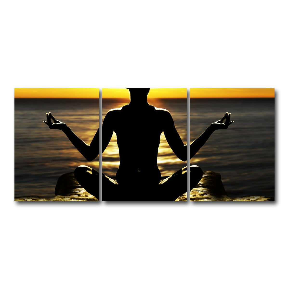 AUTO-MOCKUP WHITE | Yoga Silhouette | 3 Piece | Gallery Wrap Canvas | group=18x24