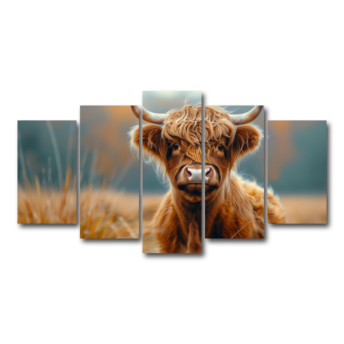 AUTO-MOCKUP WHITE | Young Highland Cow | 5 Piece | Gallery Wrap Canvas | group=5_normal