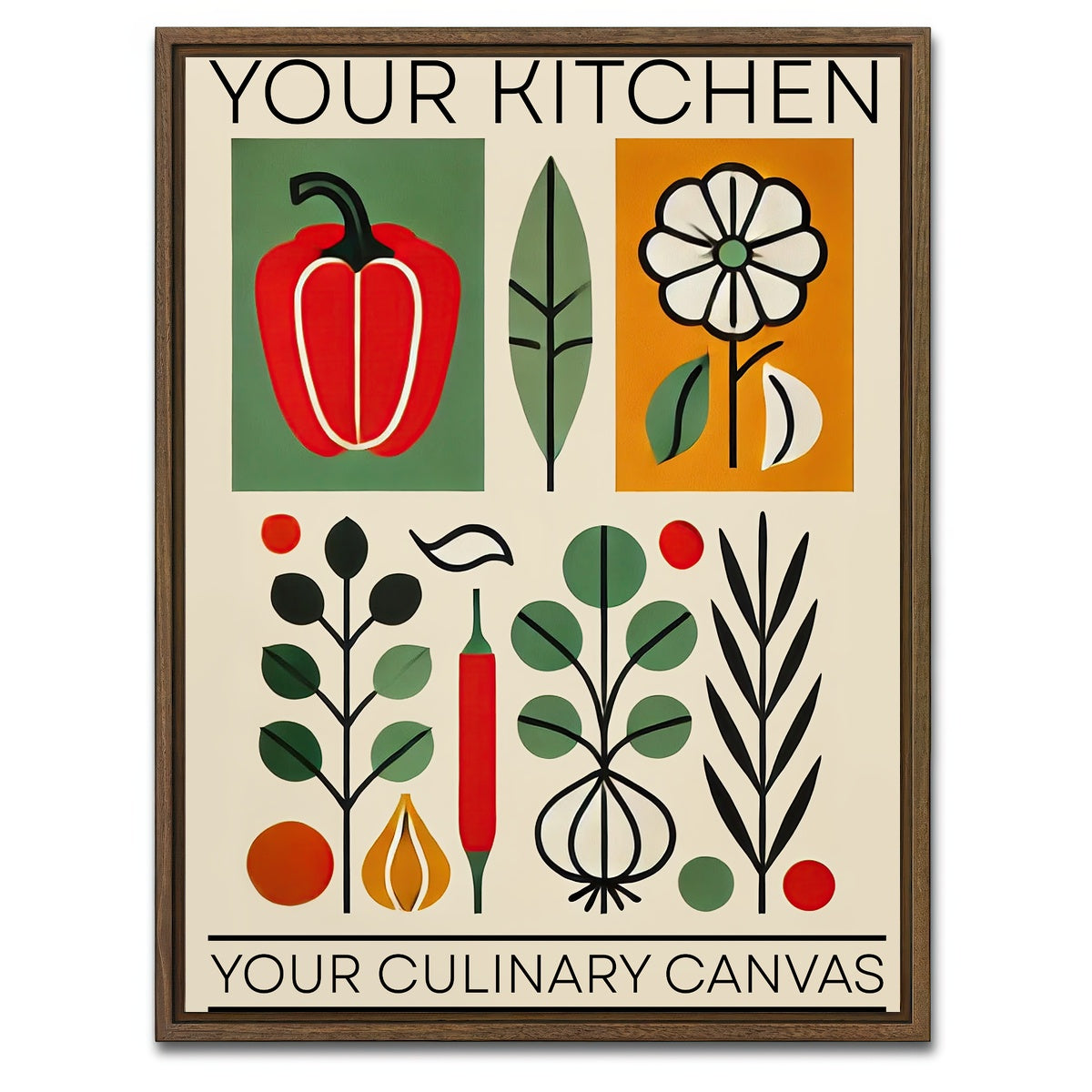 AUTO-MOCKUP WHITE | Your kitchen, your culinary canvas | 1 Piece | Walnut Framed Canvas | group=3x4