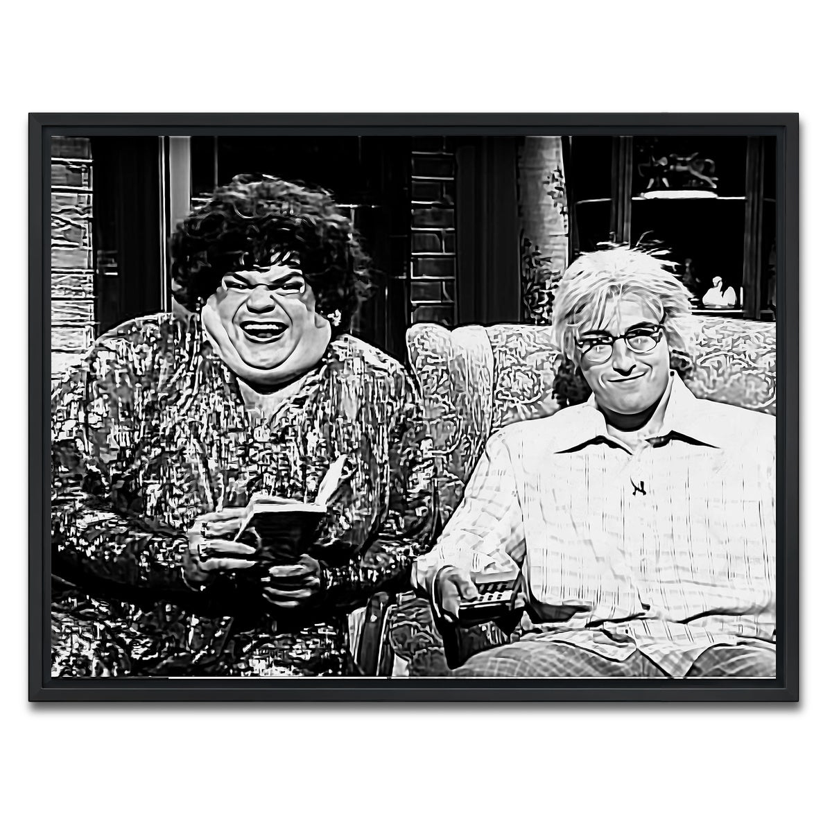 AUTO-MOCKUP WHITE | Zagat's with Hank & Beverly Gelfand Grayscale | 1 Piece | Black Framed Canvas | group=4x3