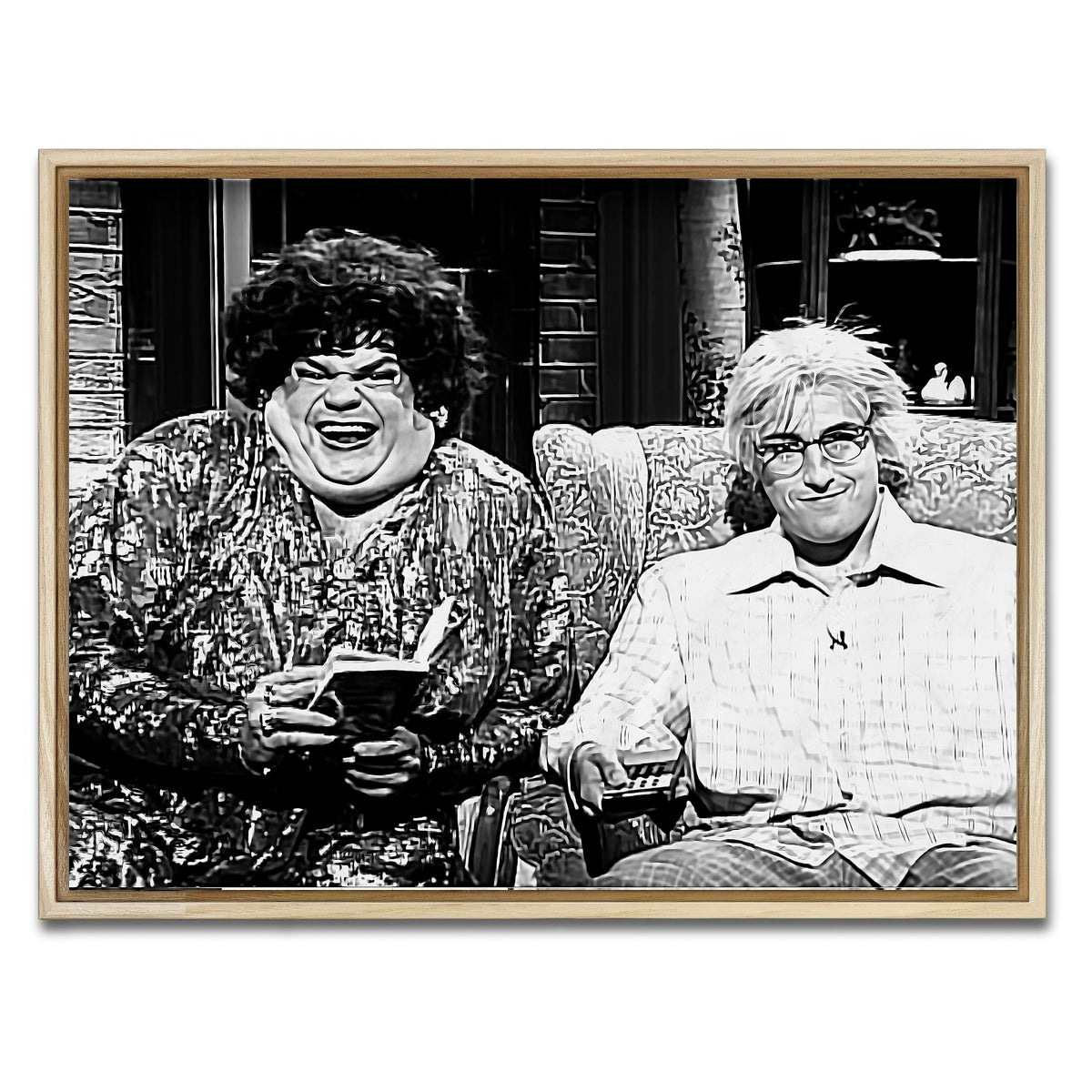 AUTO-MOCKUP WHITE | Zagat's with Hank & Beverly Gelfand Grayscale | 1 Piece | Natural Framed Canvas | group=4x3