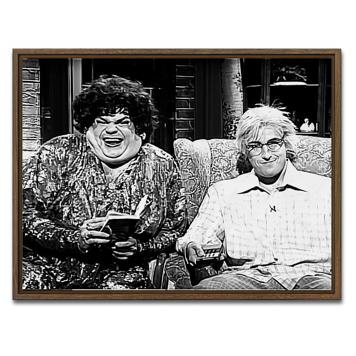 AUTO-MOCKUP WHITE | Zagat's with Hank & Beverly Gelfand Grayscale | 1 Piece | Walnut Framed Canvas | group=4x3