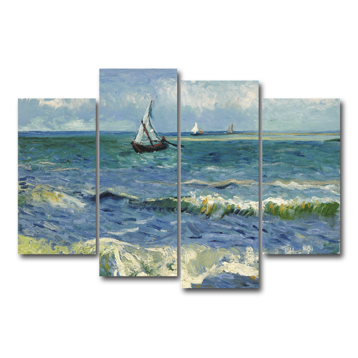 AUTO-MOCKUP WHITE | Zeegezicht bij Les Saintes-Maries-de-la-Mer | 4 Piece | Gallery Wrap Canvas | group=4_short