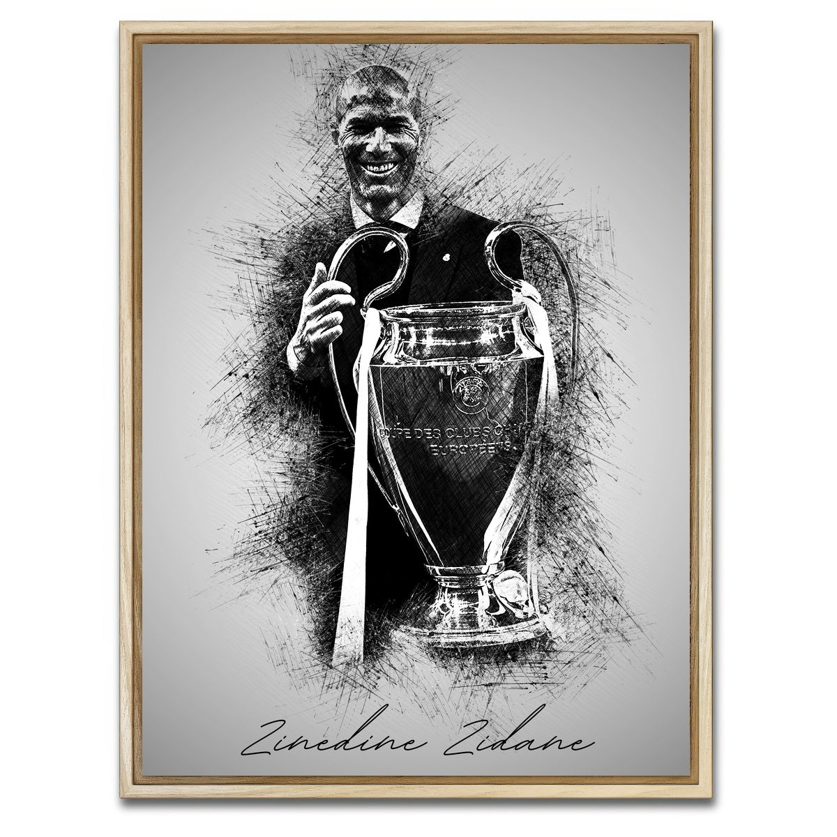 AUTO-MOCKUP WHITE | Zinedine Zidane | 1 Piece | Natural Framed Canvas | group=3x4