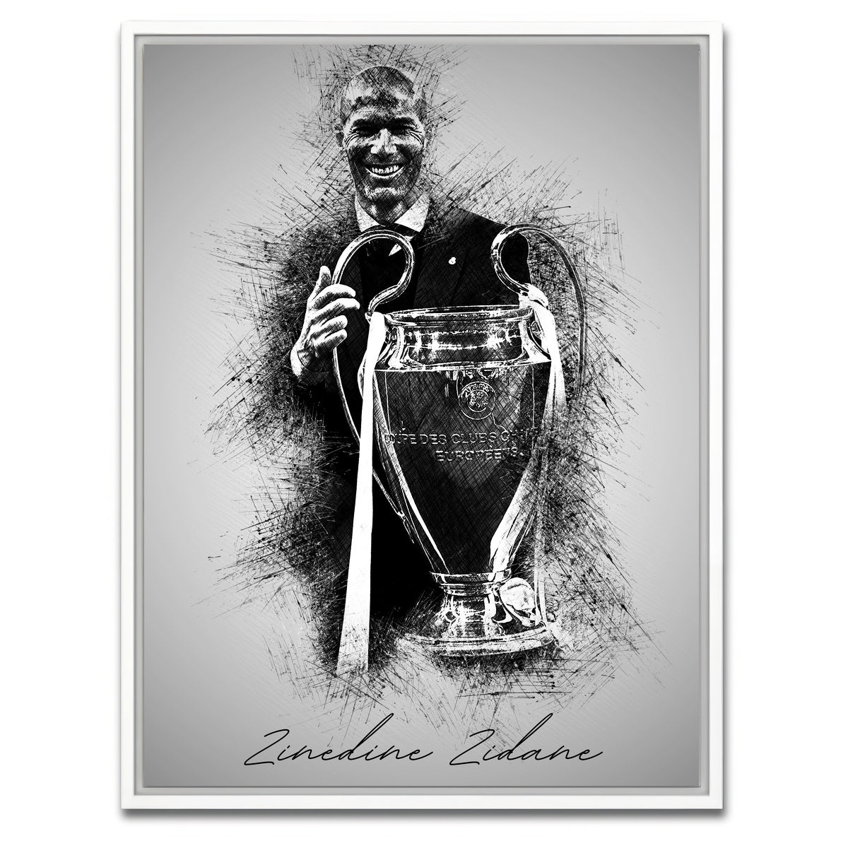 AUTO-MOCKUP WHITE | Zinedine Zidane | 1 Piece | White Framed Canvas | group=3x4