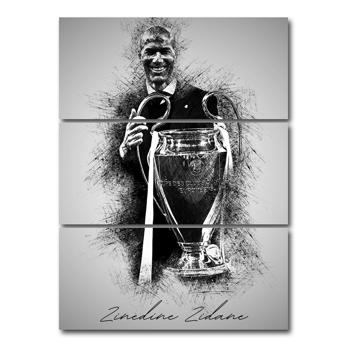 AUTO-MOCKUP WHITE | Zinedine Zidane | 3 Piece | Gallery Wrap Canvas | group=8x18_stacked