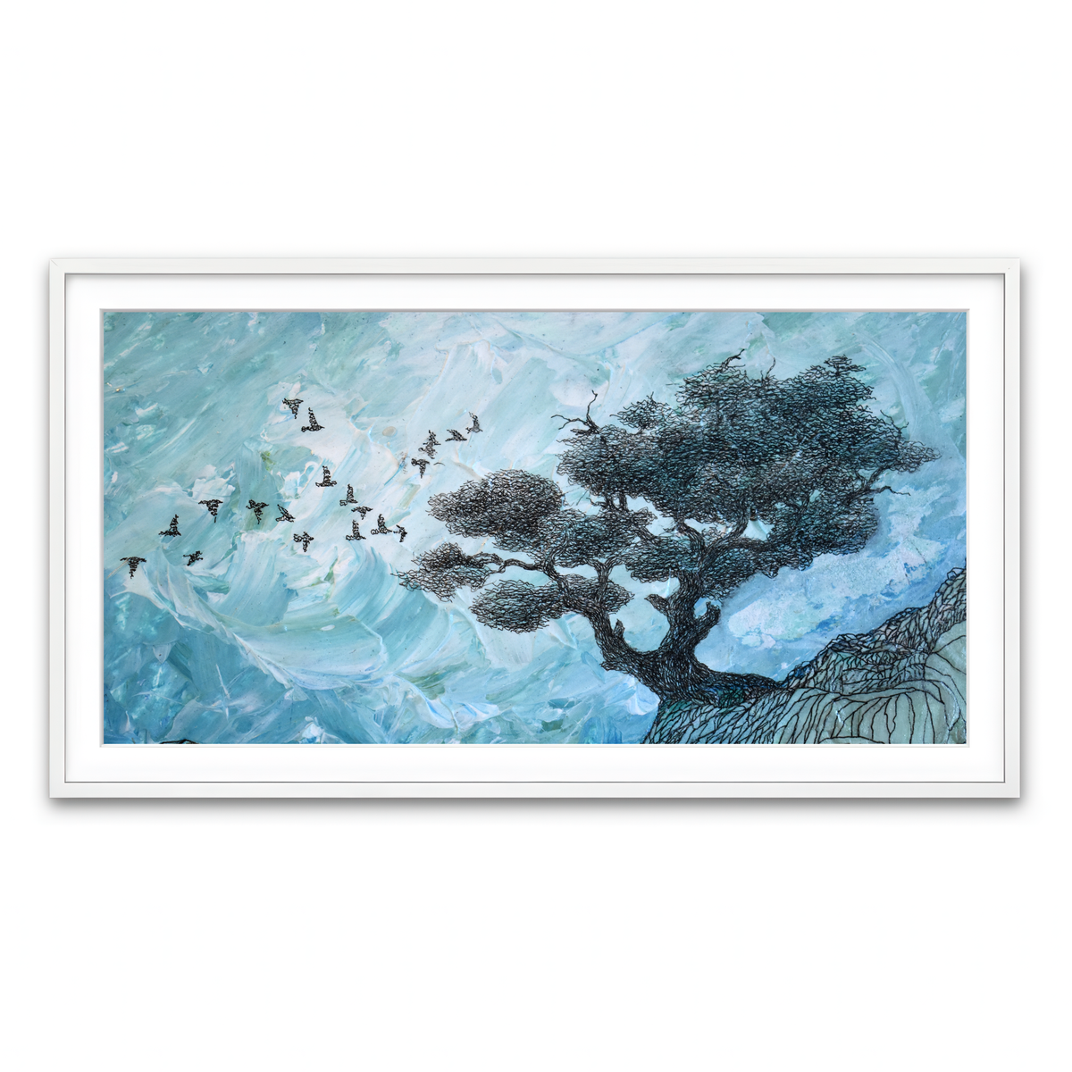 Framed Print 2x1 White