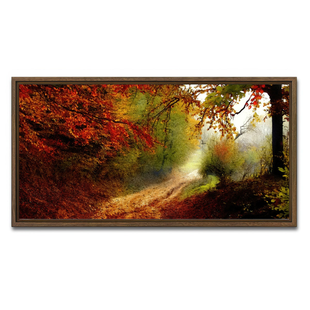 AUTO-MOCKUP WHITE | autumn forest edge | 1 Piece | Walnut Framed Canvas | group=2x1