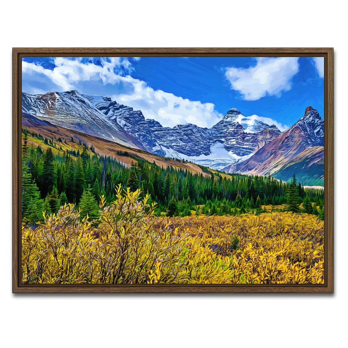 AUTO-MOCKUP WHITE | autumn mountains | 1 Piece | Walnut Framed Canvas | group=4x3