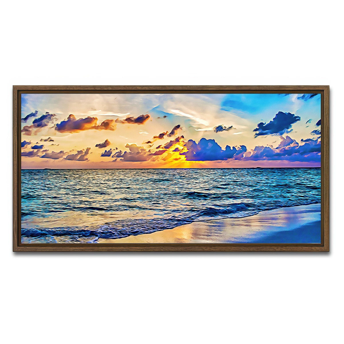 AUTO-MOCKUP WHITE | azure sunset | 1 Piece | Walnut Framed Canvas | group=2x1