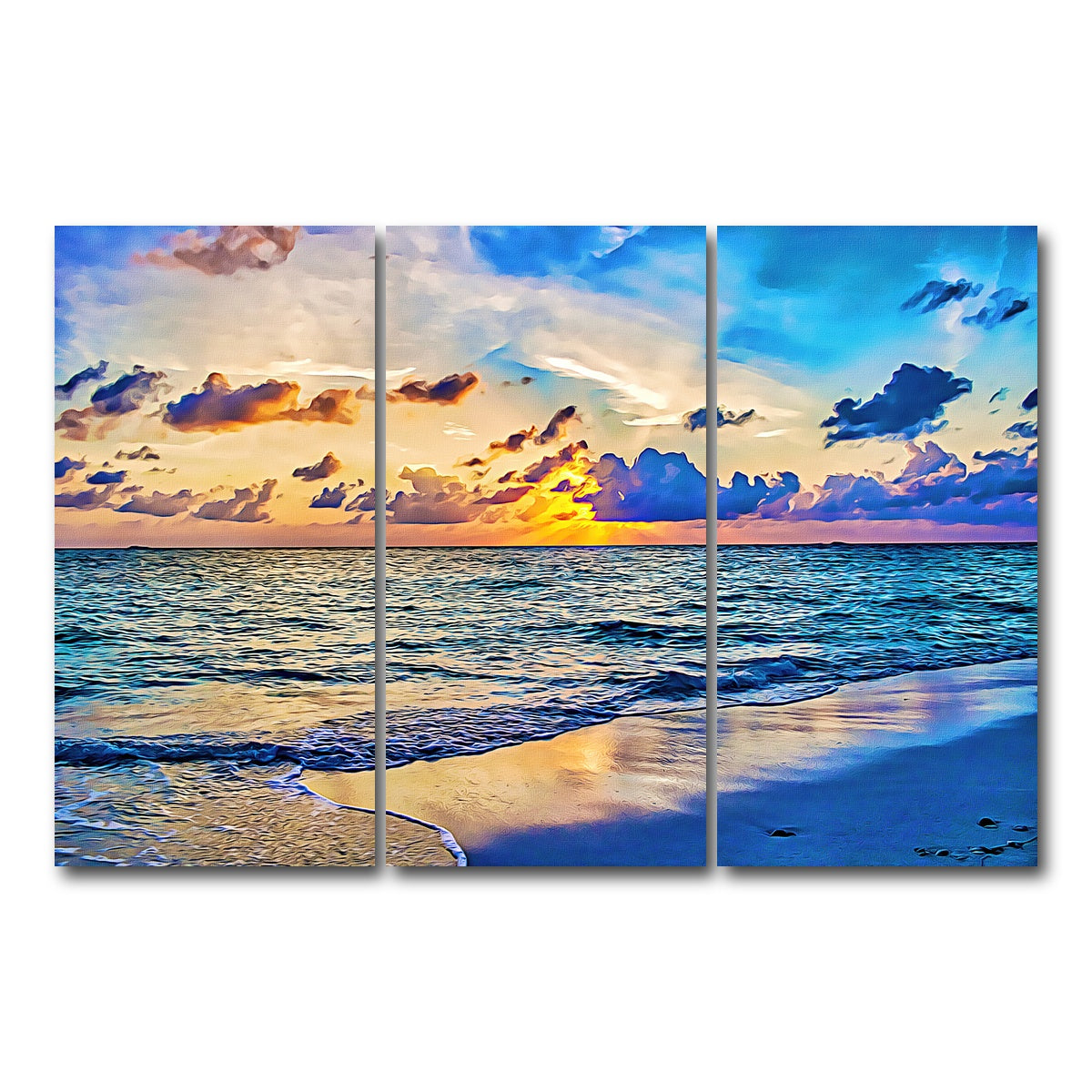 AUTO-MOCKUP WHITE | azure sunset | 3 Piece | Gallery Wrap Canvas | group=12x24