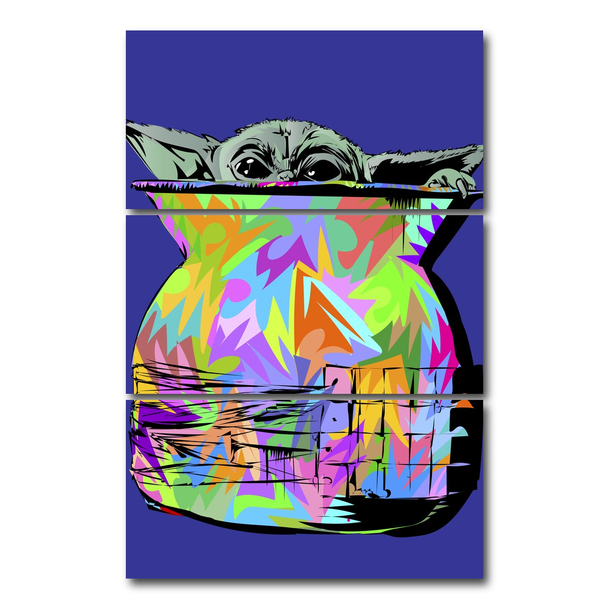 AUTO-MOCKUP WHITE | baby yoda | 3 Piece | Gallery Wrap Canvas | group=12x24_stacked