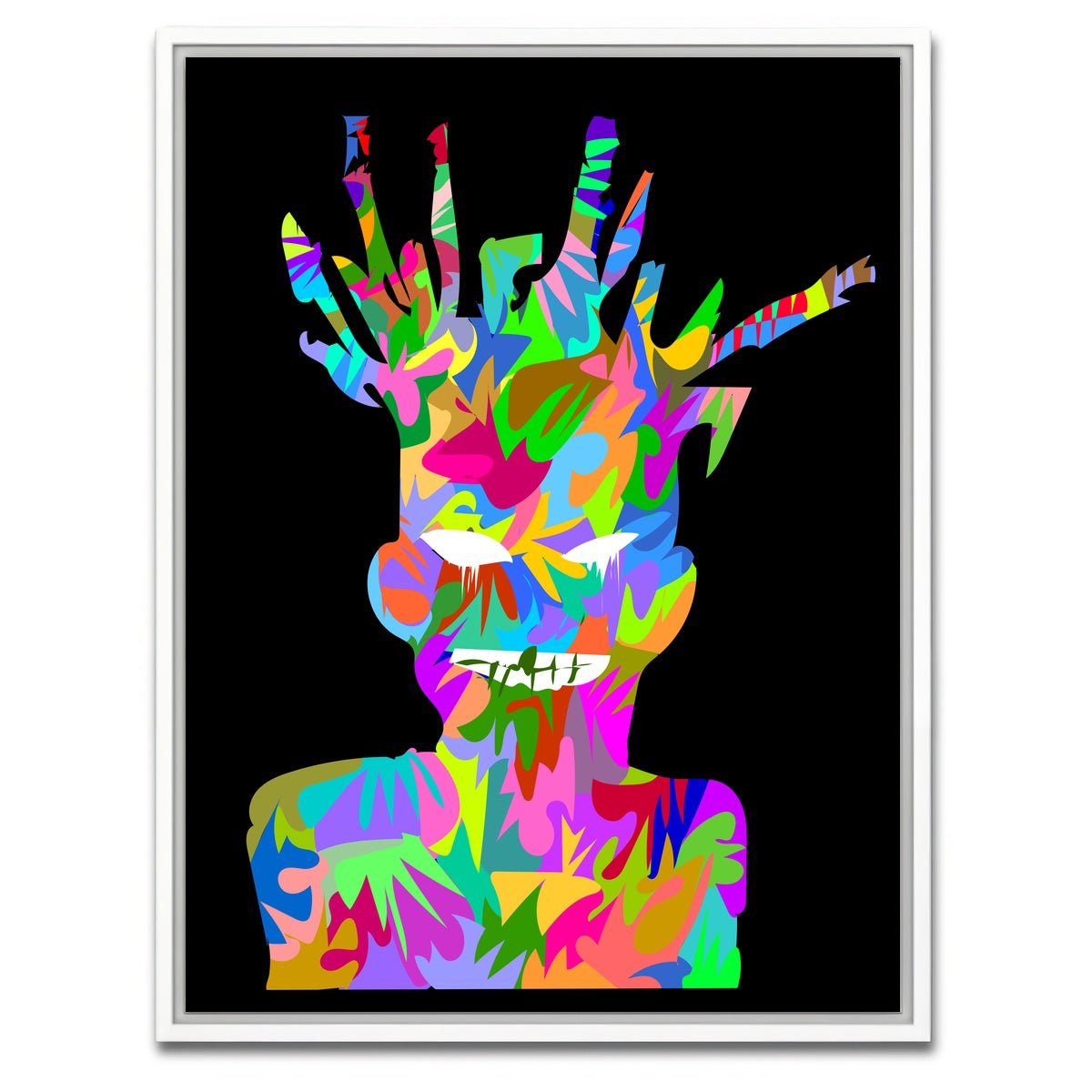 AUTO-MOCKUP WHITE | basquiat self portrait | 1 Piece | White Framed Canvas | group=3x4
