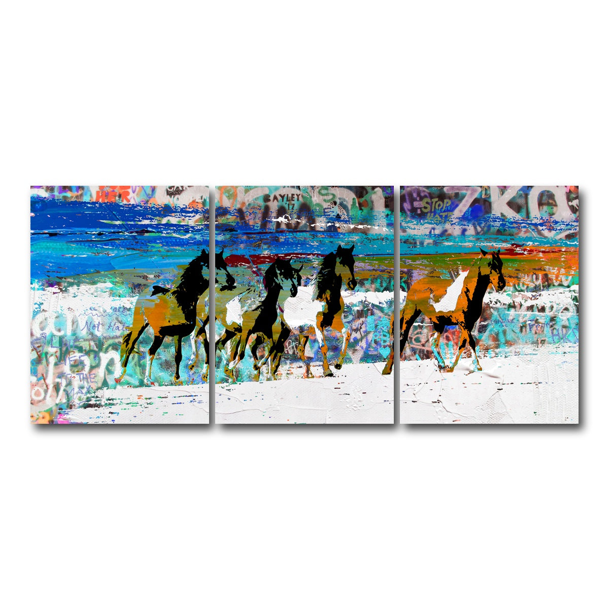 AUTO-MOCKUP WHITE | beach horses 3 | 3 Piece | Gallery Wrap Canvas | group=18x24