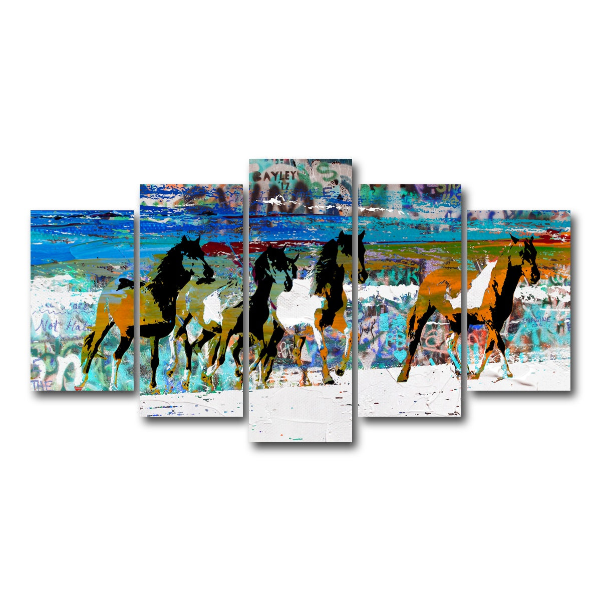 AUTO-MOCKUP WHITE | beach horses 3 | 5 Piece | Gallery Wrap Canvas | group=5_normal