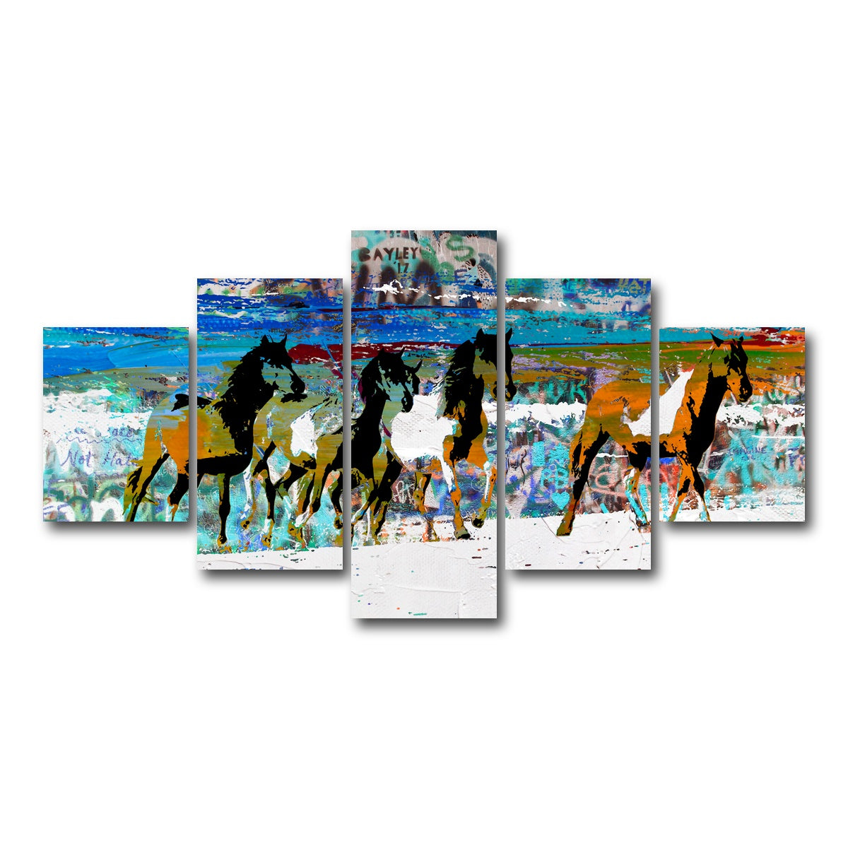 AUTO-MOCKUP WHITE | beach horses 3 | 5 Piece | Gallery Wrap Canvas | group=5_short