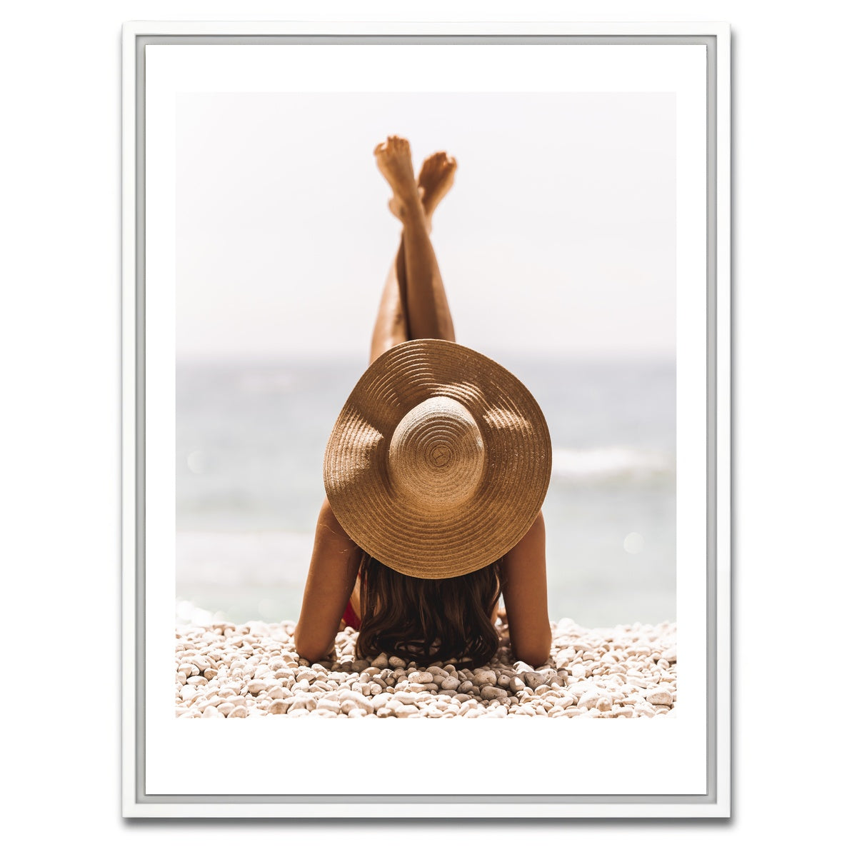 AUTO-MOCKUP WHITE | beach pose | 1 Piece | White Framed Canvas | group=3x4