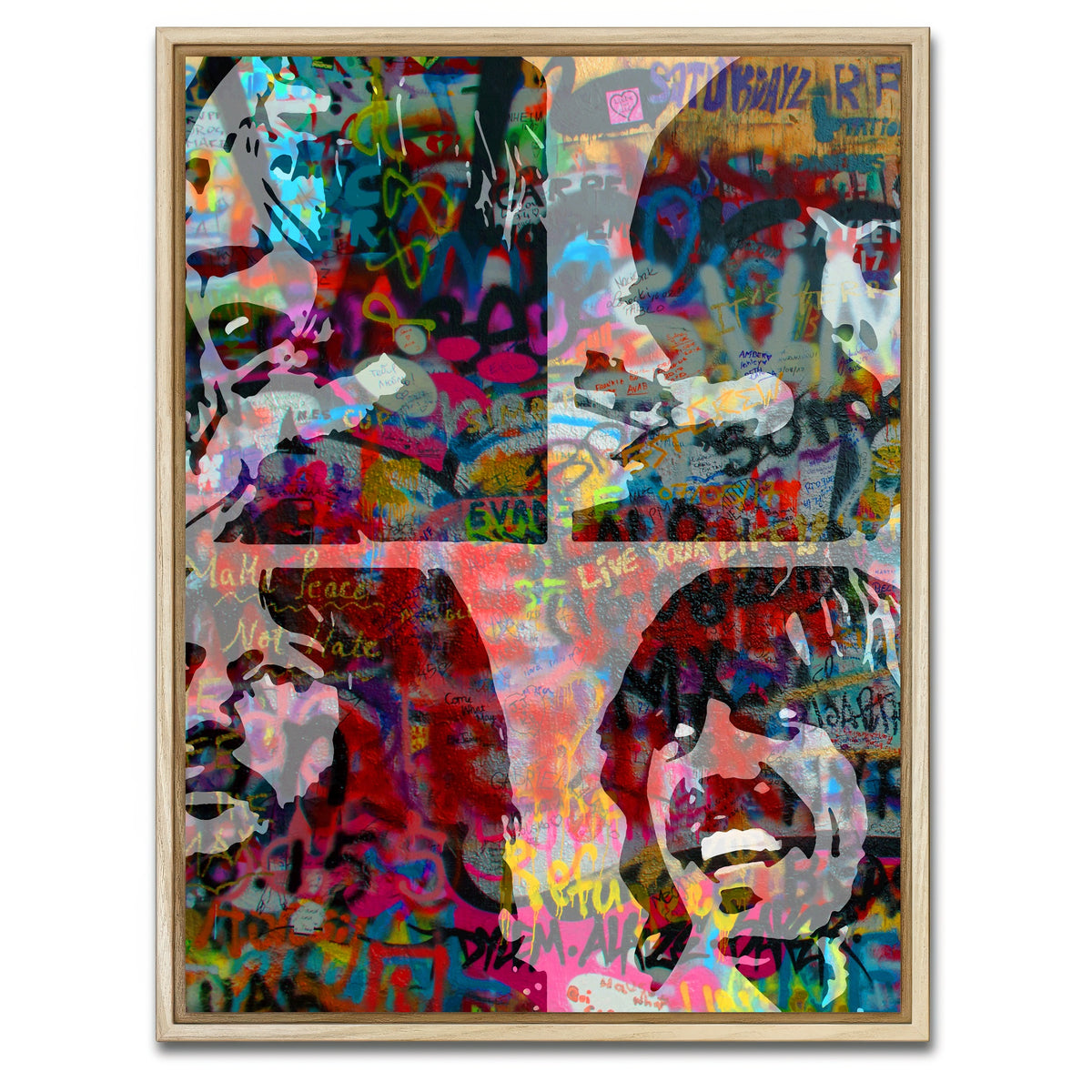 AUTO-MOCKUP WHITE | beatles heavy graffiti | 1 Piece | Natural Framed Canvas | group=3x4
