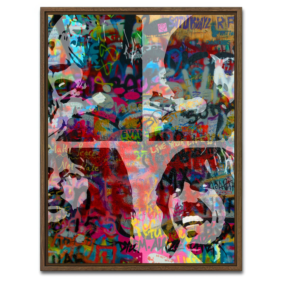 AUTO-MOCKUP WHITE | beatles heavy graffiti | 1 Piece | Walnut Framed Canvas | group=3x4
