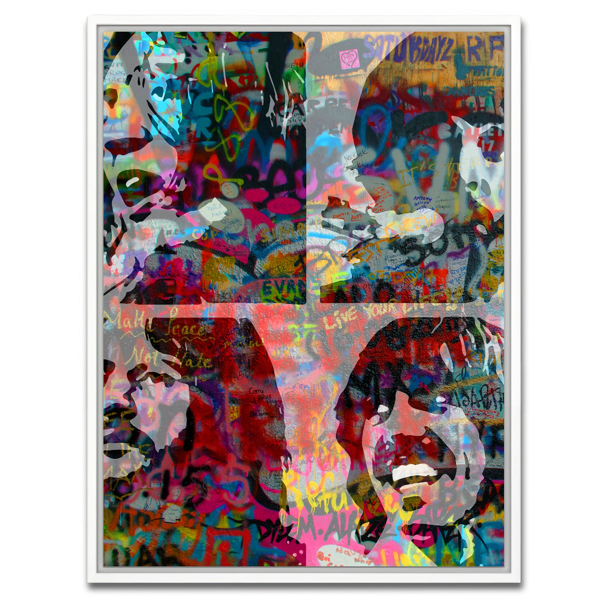 AUTO-MOCKUP WHITE | beatles heavy graffiti | 1 Piece | White Framed Canvas | group=3x4
