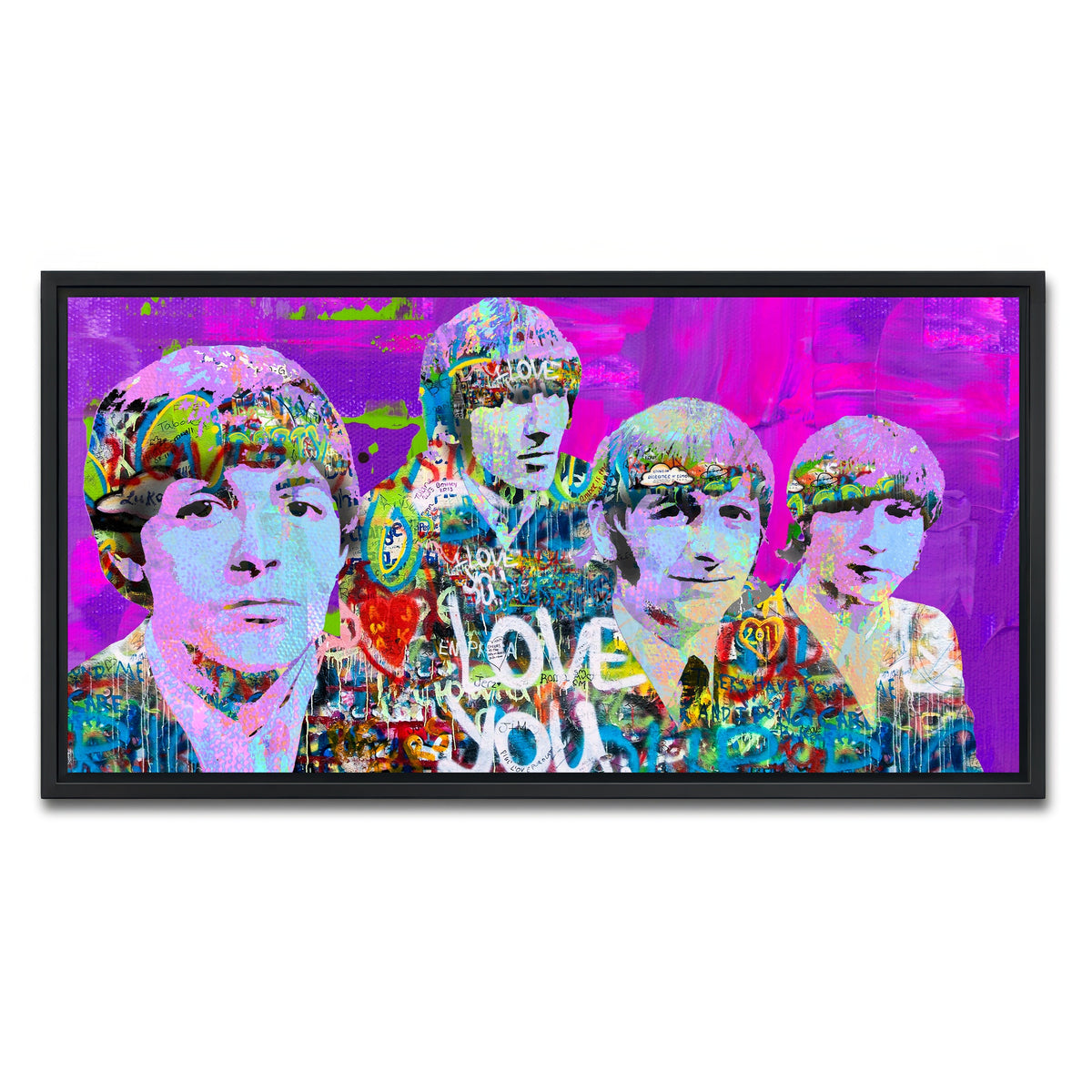 AUTO-MOCKUP WHITE | beatles love you | 1 Piece | Black Framed Canvas | group=2x1