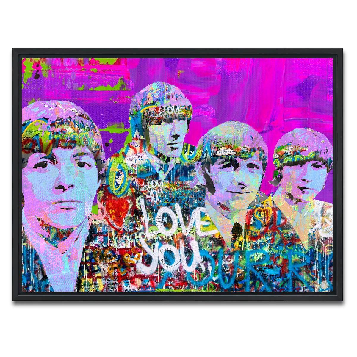 AUTO-MOCKUP WHITE | beatles love you | 1 Piece | Black Framed Canvas | group=4x3