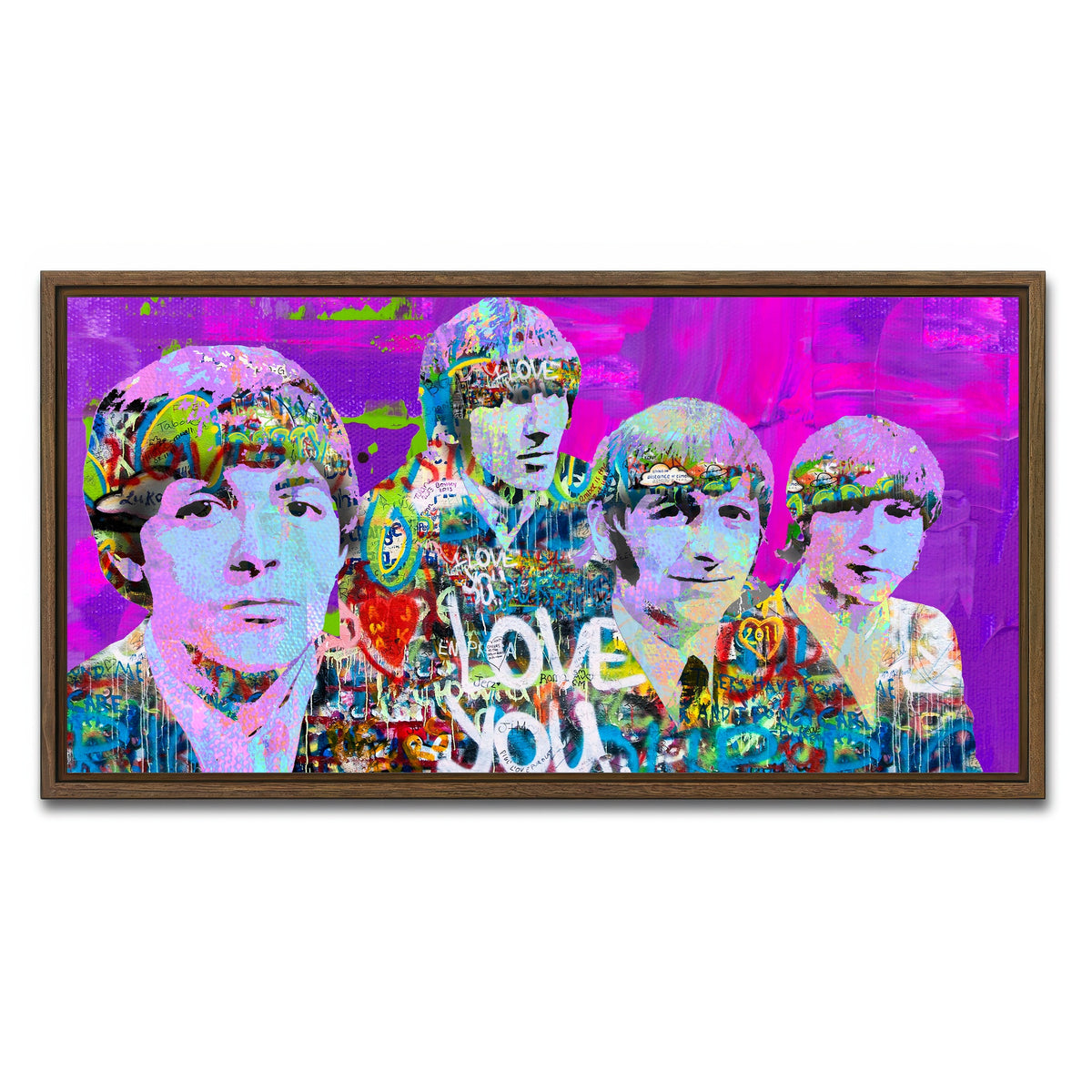 AUTO-MOCKUP WHITE | beatles love you | 1 Piece | Walnut Framed Canvas | group=2x1