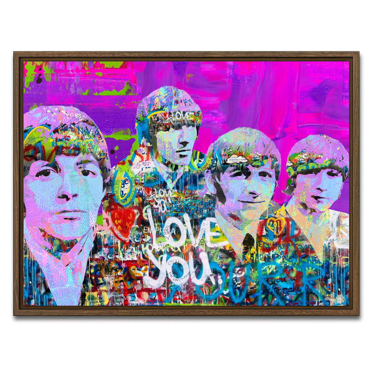 AUTO-MOCKUP WHITE | beatles love you | 1 Piece | Walnut Framed Canvas | group=4x3