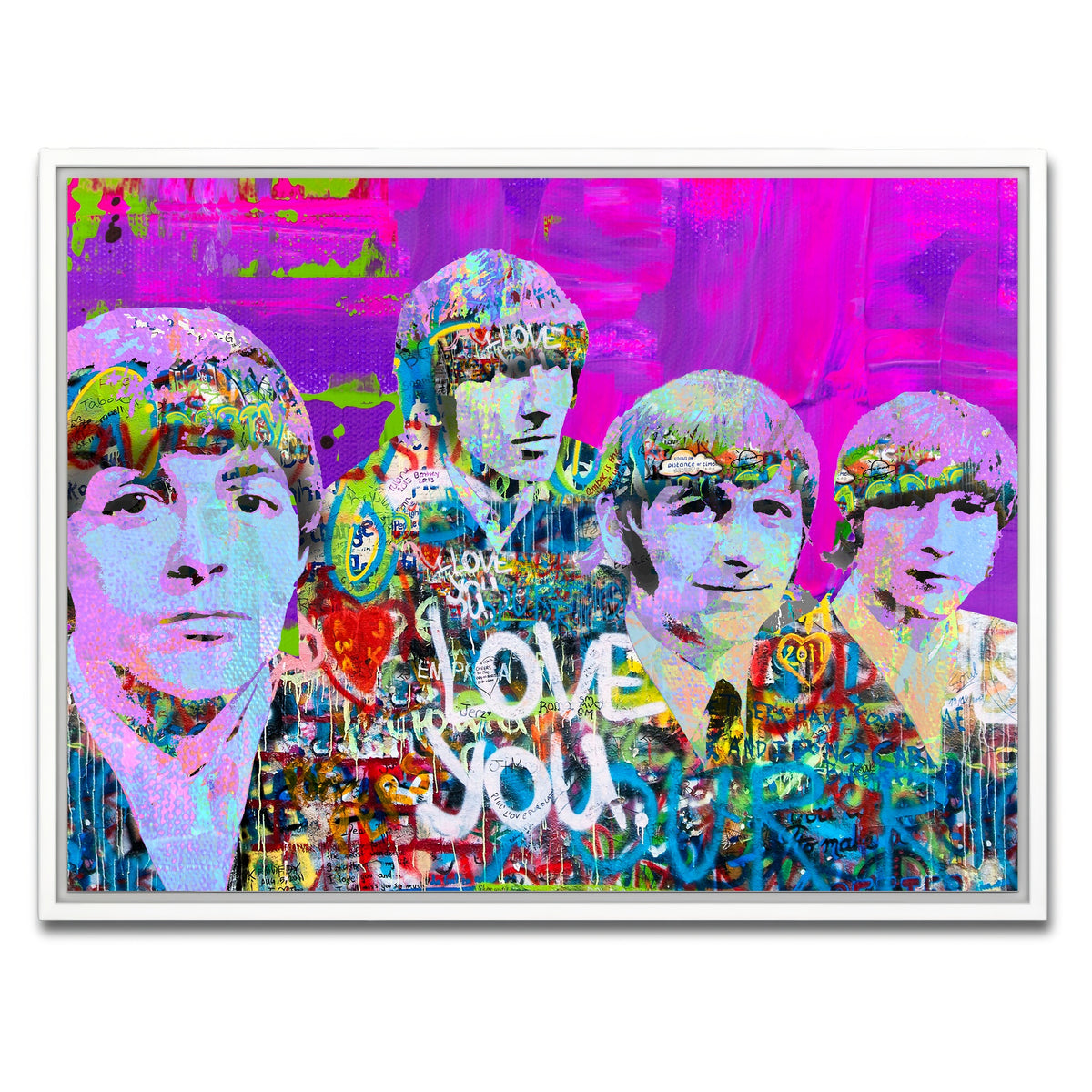 AUTO-MOCKUP WHITE | beatles love you | 1 Piece | White Framed Canvas | group=4x3