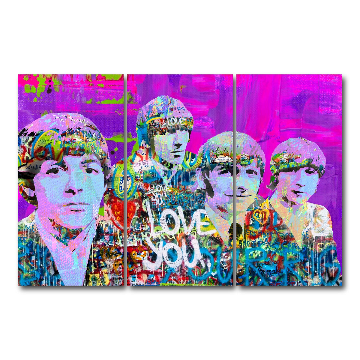 AUTO-MOCKUP WHITE | beatles love you | 3 Piece | Gallery Wrap Canvas | group=12x24