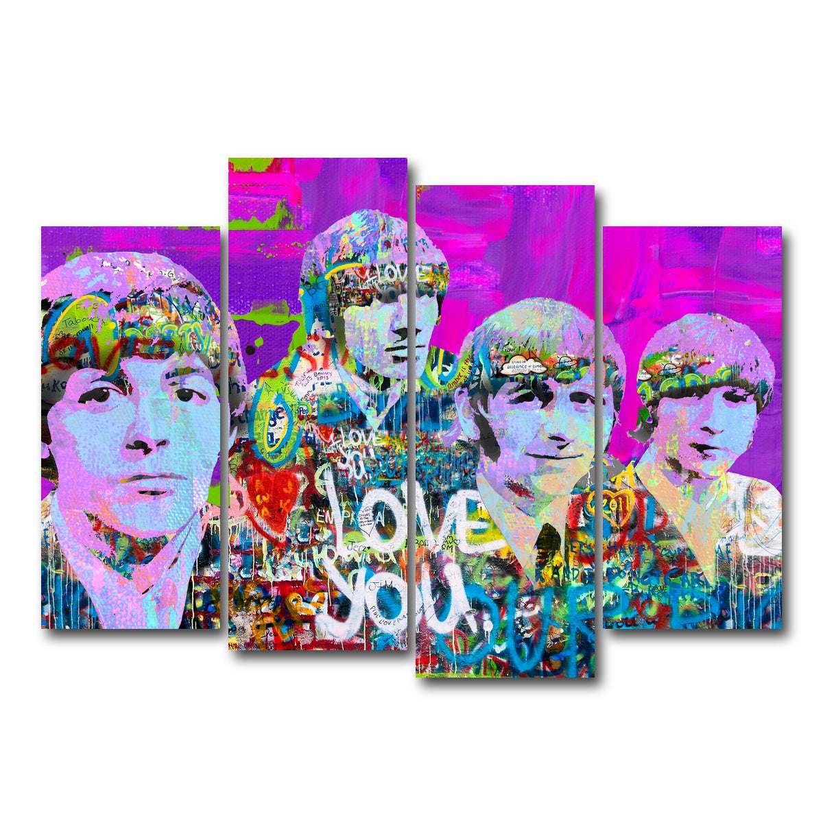AUTO-MOCKUP WHITE | beatles love you | 4 Piece | Gallery Wrap Canvas | group=4_normal