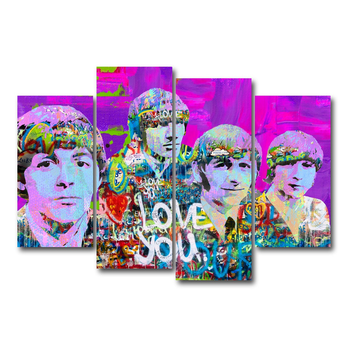 AUTO-MOCKUP WHITE | beatles love you | 4 Piece | Gallery Wrap Canvas | group=4_short