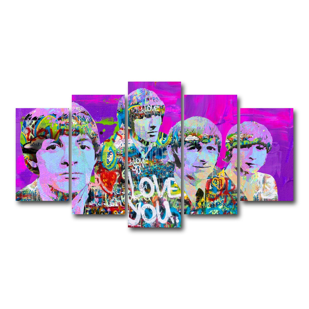 AUTO-MOCKUP WHITE | beatles love you | 5 Piece | Gallery Wrap Canvas | group=5_normal
