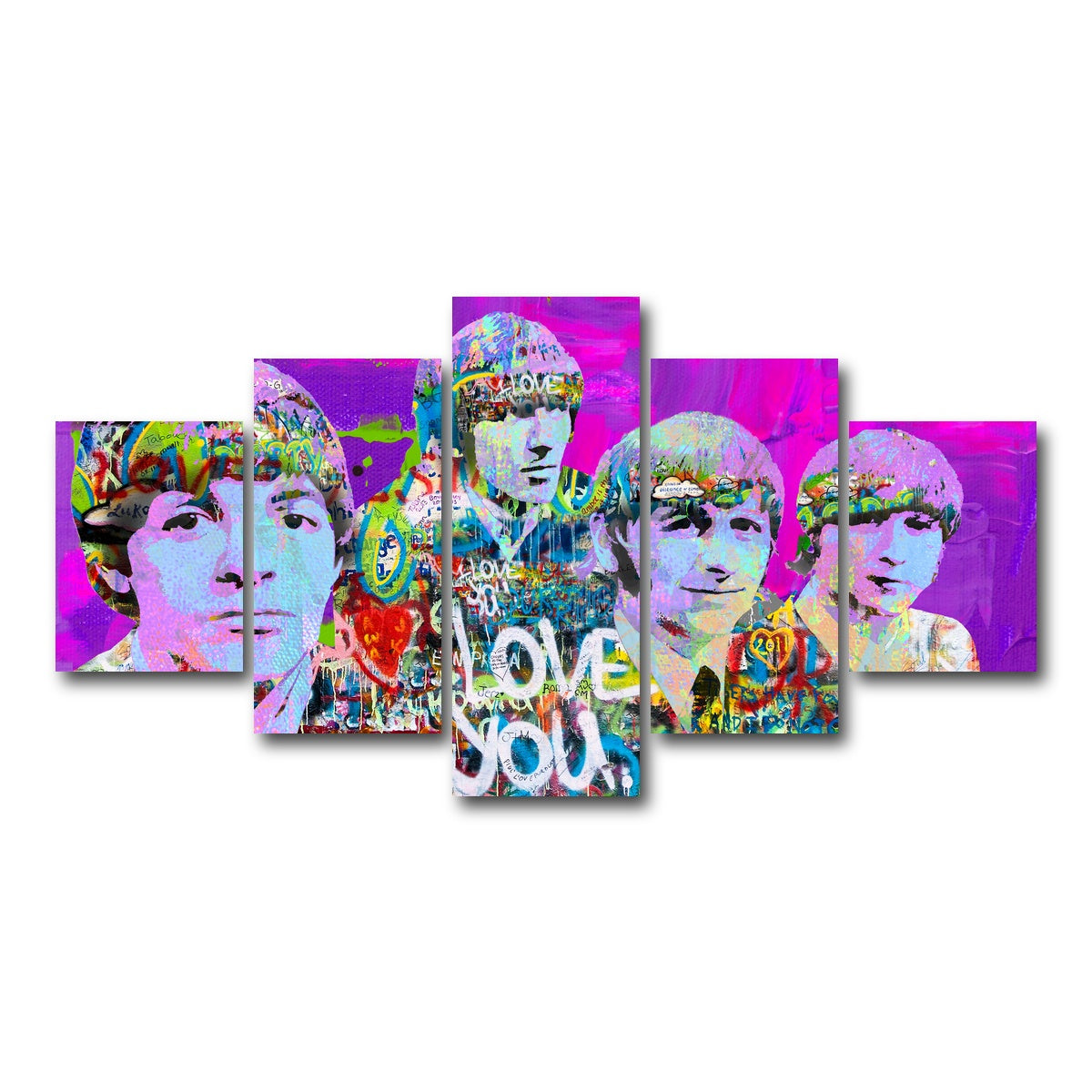 AUTO-MOCKUP WHITE | beatles love you | 5 Piece | Gallery Wrap Canvas | group=5_short