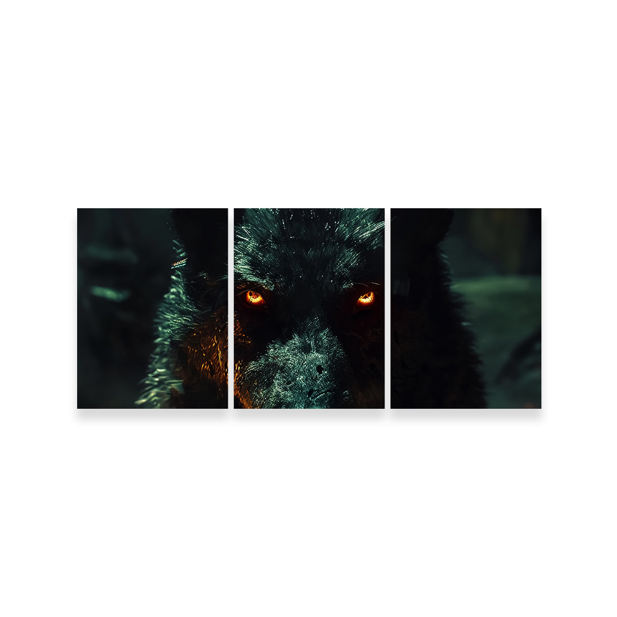 Black Wolf with Glowing Orange Eyes Wall Art