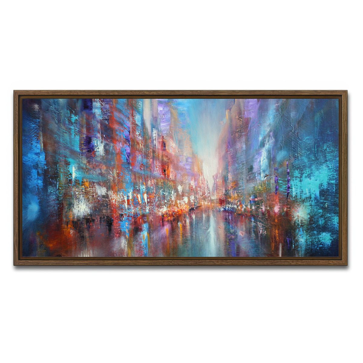 AUTO-MOCKUP WHITE | blue city | 1 Piece | Walnut Framed Canvas | group=2x1